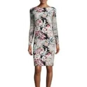 L’AGENCE Chic 100% Silk Floral Midi Dress With Mesh Sleeves Women's Size 6